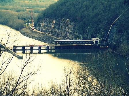 View of Cordell Hull Dam from atop Tater Knob